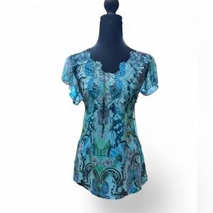 Y2K butterfly fairy core beaded top early 2000s medium whimsy goth bath grunge